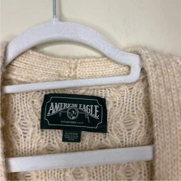 American Eagle Wool Blend Cable Knit Cardigan Sz XL - Picture 5 of 9